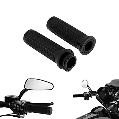 1 inch Handlebar Grips 25mm Aluminum Defiance Cable Throttle Hand Grips Compatible with Harley Touring Softail Dyna Sportster XL883 1200 XR VRSC - color: Matte Black-Cable Throttle