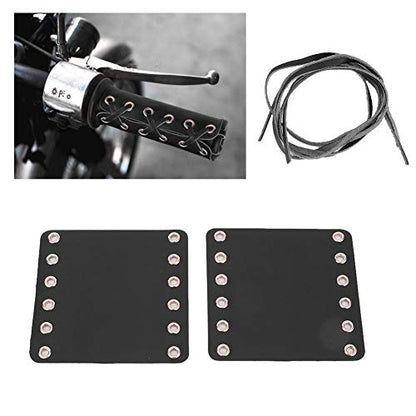 Heated Leather Motorcycle Handlebar Grips 2PCS with Strap for Most Motorcycles (Black)