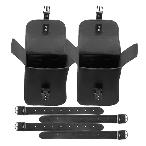 LABRIMP 2pcs Universal Motorcycle Fork Storage Bag with Handlebar Pouch, Waterproof Pu Leather Front Tool Bag for Electric Bikes and Motorbikes, Compact Side Saddle Luggage for Riders