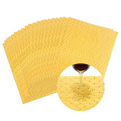 20 PCS Oil Absorbent Pads, 20" x 15" Weight Dimpled Pad Polypropylene Mat for Oil & Fluid, Universal Water Absorbent Mat Spill Control Supplies for Automotive Workshop - color: 20" x 15", Yellow, size: 20 PCS