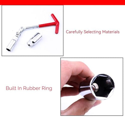 Spark Plug Socket Wrench Universal T-Handle 16mm (5/8") and 21mm (13/16") Removal and Installer Tool for Motorcycles, Lawn Mowers, Small Motor Vehicles