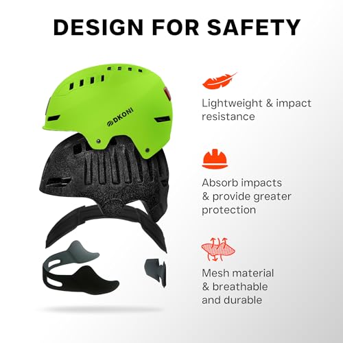 DKONI Bike Helmet with LED Lights Bicycle Helmets Commuter Cycling Helmet USB Rechargeable Front & Back LED Light Helmet for Adult Men Women - color: Yellow, size: Medium: 20.5-22.5inch (52-58cm)