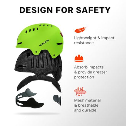 DKONI Bike Helmet with LED Lights Bicycle Helmets Commuter Cycling Helmet USB Rechargeable Front & Back LED Light Helmet for Adult Men Women - color: Yellow, size: Large: 22-24 inch (56-61cm)