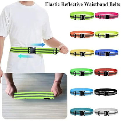 Reflective Bands 10pcs Waist Adjustable Reflective Waistband Belts Elastic 4 * 1.5cm Sport Safety Belts Night Safety Gear for Cycling Running - color: Blue