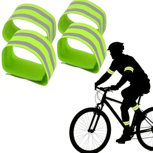 4pcs Cycling Luminous Armband，Safety Visibility Cycling Armband，Adjustable Sports Reflective Armband，Multi-Purpose Outdoor Activity Armband