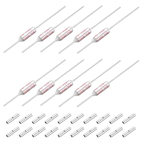 MECCANIXITY 10 Pcs Metal Temperature Thermal Fuse SF72 72C 161.6F 10A 250V Cutoff Thermal Fuse with 20 Pcs BN1.25 Bare Terminal Butt Connector - style: SF72