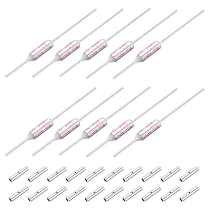 MECCANIXITY 10 Pcs Metal Temperature Thermal Fuse SF72 72C 161.6F 10A 250V Cutoff Thermal Fuse with 20 Pcs BN1.25 Bare Terminal Butt Connector - style: SF72