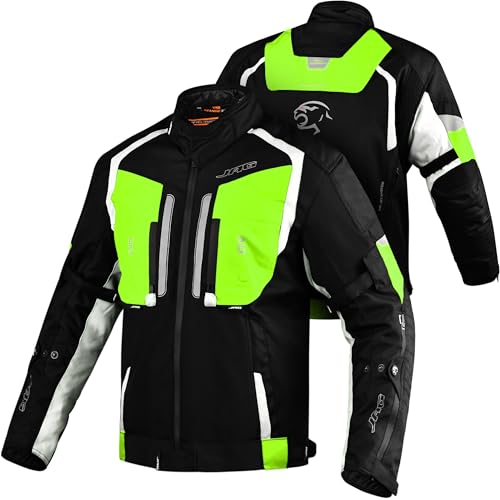 J.A.G. JAG Men's All Season Reflective Mesh Motorcycle Jacket | CE Armored Dual Sports Cordura Jacket with Removable Liner - color: Green, size: X-Large