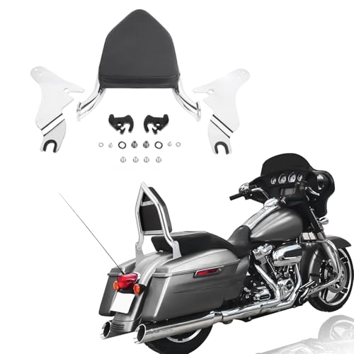 Detachable Sissy Bar Backrest Passenger Backrest Compatible with Harley Touring Street Glide Road Glide Road King Electra Glide 2009-2025 (Chrome) - color: Chrome
