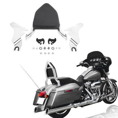 Detachable Sissy Bar Backrest Passenger Backrest Compatible with Harley Touring Street Glide Road Glide Road King Electra Glide 2009-2025 (Chrome) - color: Chrome