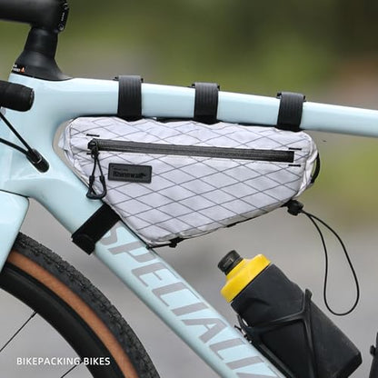 Rhinowalk Bike Triangle Frame Bag 1.7L, Waterproof Tool & Gear Bag with YKK Zippers, Cable Port & Pump Holder, Slim Fit – White - color: White, 1.7L