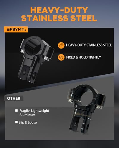 PBYMT Highway Footpegs, 1"&1.25" Highway Pegs Stainless Steel Aluminum Adjustable Fit for Harley Davidson Street Glide Road King Road Glide Softail Dyna 1-1/4" Engine Guard Style C Black Black - color: BLACK