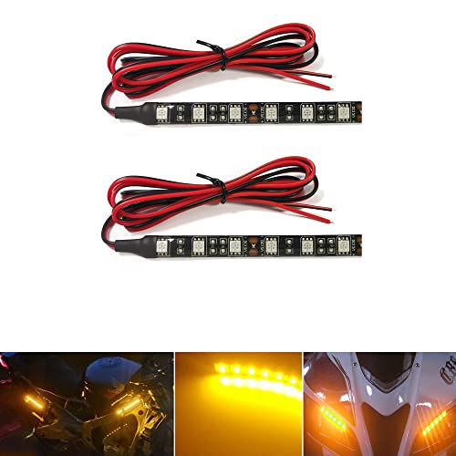 Universal 2pc 4in Motorcycle LED Turn Signal Light Amber LED Strip Light Bar for Motorcycle Car Scooter ATV UTV Golf cart Front Rear Turning Indicator Lights Blinker Tail Running Light