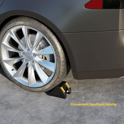 Heavy-Duty Rubber Wheel Chocks, Ergonomic Portable Durable Wheel Chock with Handle, Wheel Wedge, Wheel Stopper for Cars, Motorcycles, Travel Trailers (Small - 8Pack) - size: Small - 8Pack