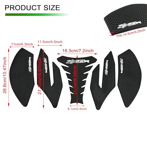 5PCS Motorcycle Fuel Tank Pad Sticker Protector Anti Slip Tank Grip Sticker Compatible with Ninja ZX 6R ZX-6R ZX636 2013-2024 2025 2026 ZX6R Accessories Side Decals Stickers
