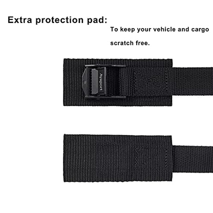 Ayaport Adjustable Cam Buckle Lashing Straps 6ft 4pack Tie Down Straps - color: Black, size: 1" x 6'