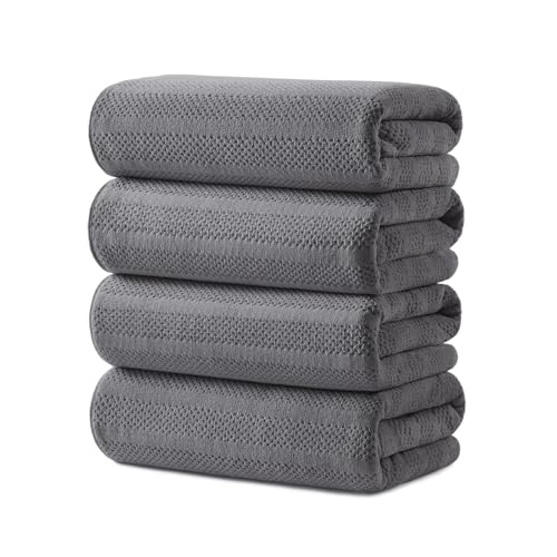 ecolook 4 Pack Microfiber Bath Towels, 31 x 63 inches Extra Large Bath Towel Set, Super Soft Highly Absorbent Bath Towels Set of 4, Quick Dry Lightweight Bathroom Towels for Spa, Pool, Gym, Dark Gray - color: Dark Gray, size: 4 Pack Bath Towel