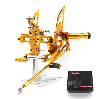 Arashi Version 2.0 Adjustable Rearsets for Honda CBR650R CB650R CBR650F 2019-2025, Gold - color: Gold, size: CBR650R CB650R CBR650F 2019-2025