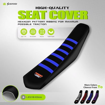 Ribbed Electric Bike Seat Cover Compatible with Tutti Soleil 01 - Non-Slip Waterproof Rubber Seat Cushion Protector (Blue) - color: Blue