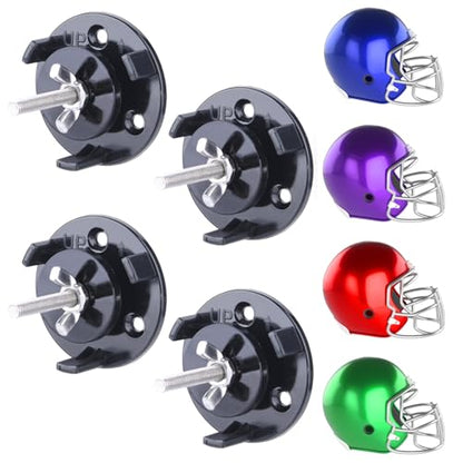4 Pack Football Helmet Wall Mount Display Holder Hanger for Full or Mini Helmet, Floating Case Shelf Stand, Black