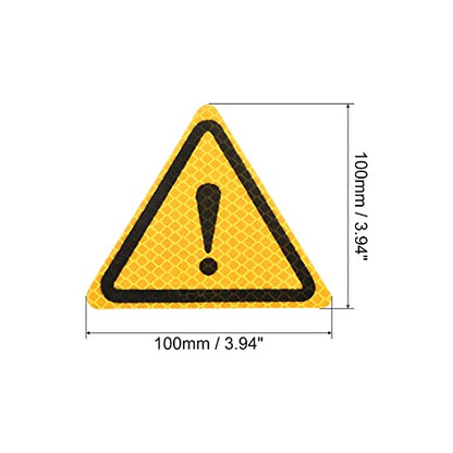 PATIKIL Reflective Stickers, 4 Pack 3.94 x 3.94 Inch Waterproof Adhesive High Visibility Night Caution Warning Triangle Safety Tape Reflector for Trucks Trailers Cars, Yellow - color: Yellow