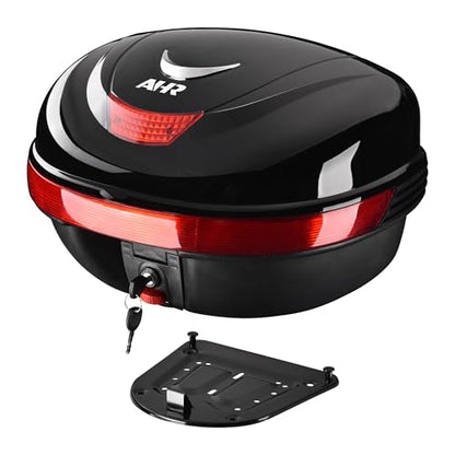 Motorcycle Trunk Black Motorcycle Top Case Motorcycle Tail Box Scooter Trunk Tour Motorcycle Storage Box Carrier with Lock for Helmet Luggage, 35L Capacity, TPU-0089 - size: 35L