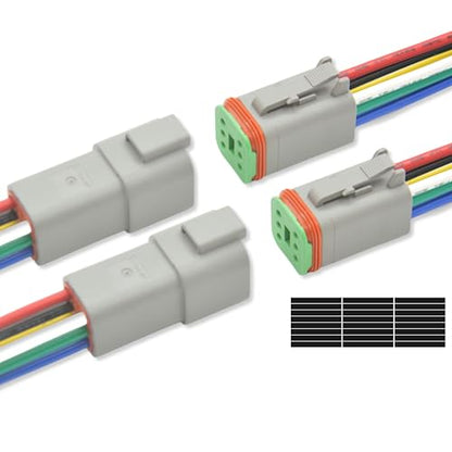 DT Deutsch 6 Pin Connector Kit Waterproof Electrical Connector 16 AWG Male and Female Automotive Wire Connectors for Car Truck Boat (6 Pin 2 Sets) - size: 6 Pin 2 Sets