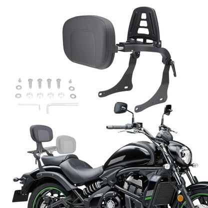 Motorcycle Multi Purpose Adjustable Sissy Bar, Driver/Passenger Backrest Pad with Folding Luggage Rack Mount Kit for Kawasaki Vulcan S 650 2015-2016, Vulcan S EN 650 2017-2024