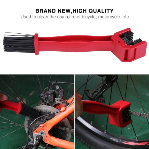 Keenso Motorcycle Chain Cleaning Brush, Lightweight Nylon ABS Bike Chain Cleaner Tool for Motocross (Red)