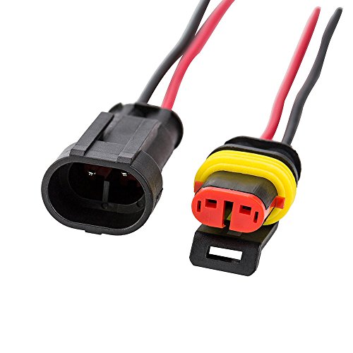 Medsuo 5 Sets 2 Pin Way Car Auto Super Sealed Waterproof Electrical Connectors Plug Socket Kit with Wire AWG Gauge Marine