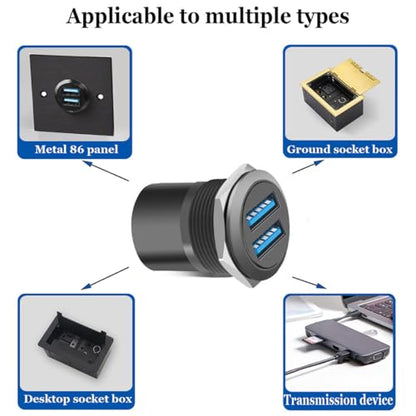 PENGLIN 2PCS Dual Ports USB 3.0 Panel Mount Connector, Dual USB 3.0 Data Transfer and Charging Socket Female to Female, USB Pass Through Extension Adapter - size: 2PCS(USB3.0)