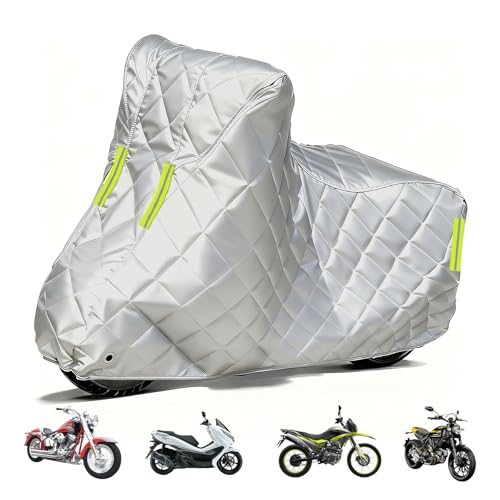 Indoor Outdoor Motorcycle Cover for Yadea C1S,Hailproof Motorbike Covers, Dustproof, Resistant to Rain, Snow, UV Rays, Moisture, Scratches with Reflective Strips - color: Silver, size: for Yadea C1S