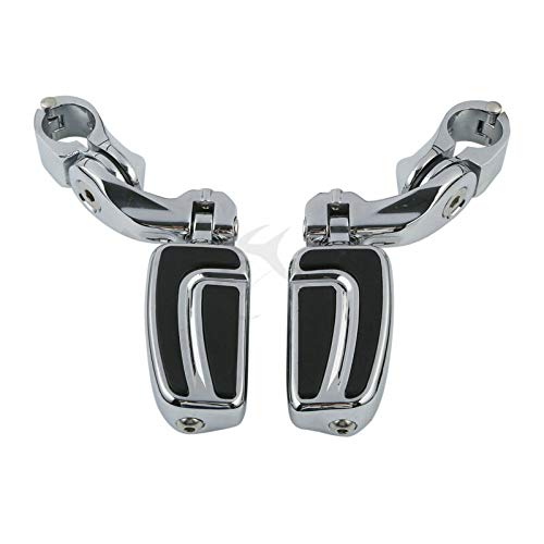 TCMT Airflow Short Angled Highway Footpegs Fit For Harley Touring Road King Street Glide Road Glide Electra Glide Softail Sportster Dyna with 1.25" Engine Guards - color: Chrome, size: Style F Short Angled