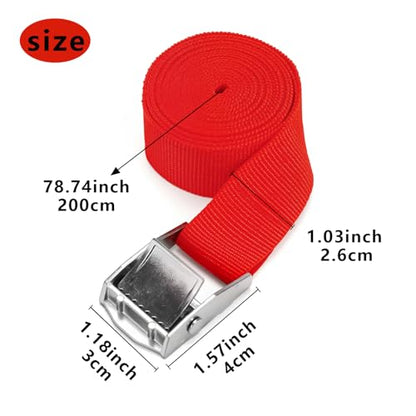 10 Pack Lashing Straps with Buckles Adjustable, 1" x 78" Cam Buckle Tie Down Strap, Red Cargo Straps for Securing Luggage, Cargo, Bicycles, Motorcycles - size: Red 1" x 78"