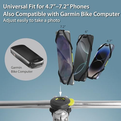 Bone Bike Tie Connect Kit 3, Magnetic Bicycle Phone Mount for Stem, Detachable & 360° Rotatable Silicone MTB Holder, Cycling Phone Carrier for iPhone & 4.7"–7.2" Smartphones (Magnetic - Stem) - style: Bicycle - Stem