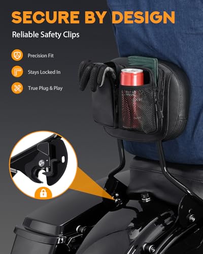 PBYMT Passenger Sissy Bar Backrest, Quick Release Detachable Rear Backrest Sissy Bar Fit for Harley Davidson Touring Street Glide Road Glide Electra Glide Road King 2009-2024, Glossy Black
