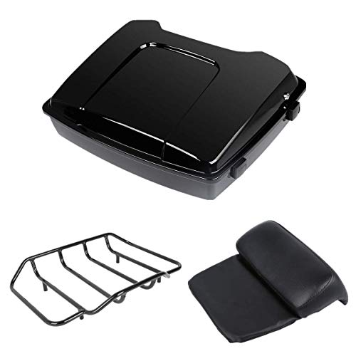 TCMT Razor Motorcycle Trunk Top Luggage Rack Backrest Fit For Harley 1997-2013 Road King Road Glide Street Glide Electra Glide Ultra Classic Pack - color: Razor Black Lacthes