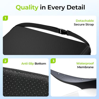 AUVON Cooling Gel Wheelchair Seat Cushion for Long Sitting, Memory Foam Seat Cushion for Tailbone & Back & Sciatica Relief, Breathable Chair Cushion with Strap for Car, Office, Home, Anti-Slip