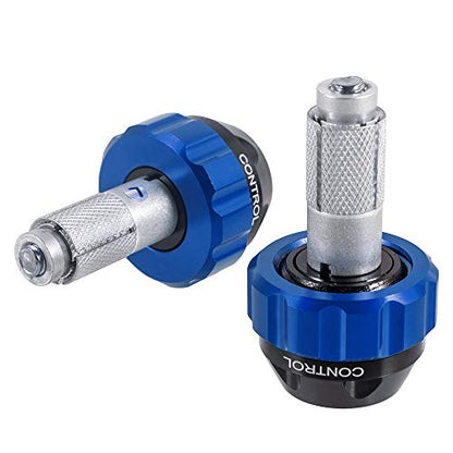 Throttle Lock Cruise Control Grip Ends Handlebar Plugs Sliders for 22mm Motorcycle Handlebar with 14mm/18mm Inner Diameter or with M6 Screw Holes (Blue) - color: Blue