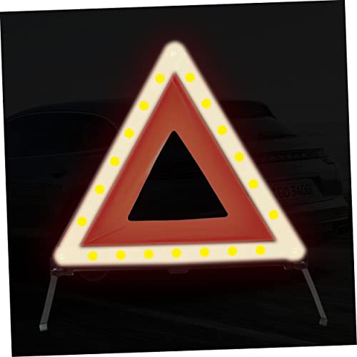 Homoyoyo 1Pc Reflective Triangle Kit Emergency Warning Sign for Roadside Collapsible Design Stable Base Essential Vehicle Safety Equipment Red