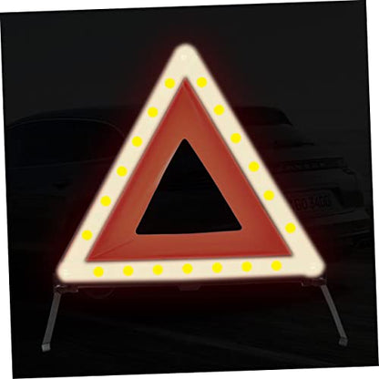 Homoyoyo 1Pc Reflective Triangle Kit Emergency Warning Sign for Roadside Collapsible Design Stable Base Essential Vehicle Safety Equipment Red