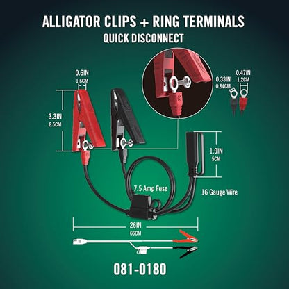 Battery Tender Alligator Clip and Ring Terminal 20 Inch Battery Charger Accessory Combo Cable - 081-0180