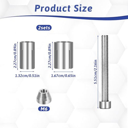 2 Pack Motorcycle Bar Ends Mounting Screw Set Universal 13mm-24mm Handlebar Expansion Screws for 7/8'' Handle Bar Grip End Caps Silder Handle Bars Plug Side Mirror Electric Dirt Bike Scooter Silver