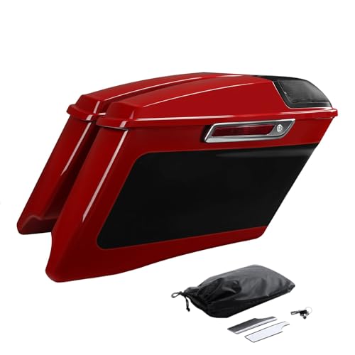 HR3 Billiard Red/Vivid Black 4" Stretched Hard Saddlebags w/Speaker Lids Compatible with 2021 Road Glide Special FLTRXS (Replace for OEM) - color: Billiard Red / Vivid Black