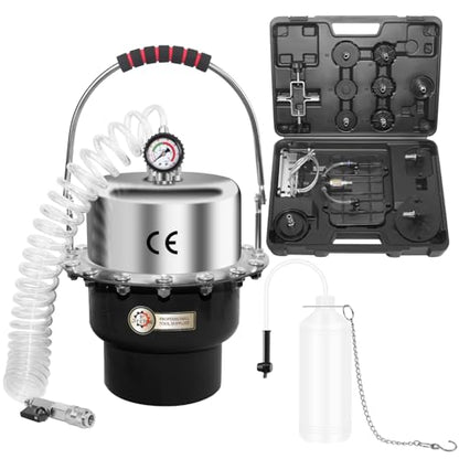 JIFETOR 5L Pneumatic Brake Pressure Bleeder Kit, Air Power Pressurized Master Cylinder Clutch Fluid Bleeding Tool Set with Bleed Machine, Collection Bottle and Adapters, Black Cylinder - color: Black Cylinder