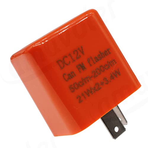 12V 2Pin Flasher Relay Speed Adjustable Indicators LED Light Flasher for Motorcycle LED Indicators Turn Signal Light (Orange-1pcs) - color: Orange-1pcs
