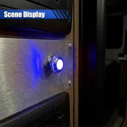 8mm/0.31" Signal Indicator Light, AC/DC 12V-24V Metal Shell Warning Lamps with Wire, Waterproof Panel Mount LED Signal Pilot Lamp, LED Dash Lights for Car Truck Boat Motorcycle (Blue) - color: Blue