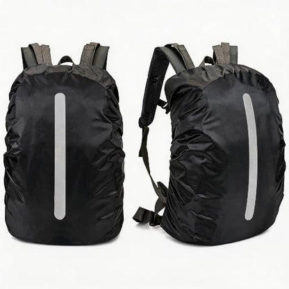 2 Pack Waterproof Backpack Rain Cover with Reflective Strip, M Size 30L-40L - color: 2 Pcs Black