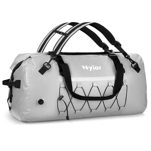 60L Motorcycle Waterproof Duffel Bag Backpack, Roll-Top Dry Bag with Sealed Seams & Waterproof Zipper for Riding, Kayaking, Camping & Travel (Grey) - color: Grey
