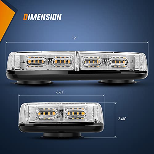 Nilight 12 Inch Roof Top Strobe Lights 48LED Hazard Light Emergency Safety Warning LED Flashing Bar Magnetic Mount 12V 24V Cars Trucks Tractors Snow Plows Construction Vehicles - color: Amber